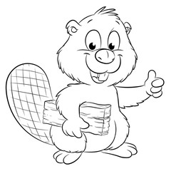 Niedlicher Biber gibt Daumen nach oben - Vektor Illustration © Christine Wulf