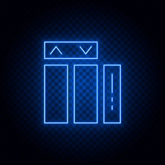 Airport, lift blue neon vector icon
