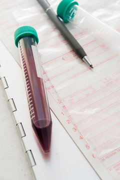 Blood sample with medical documents