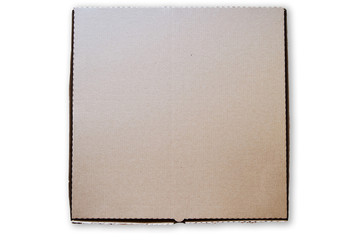 Blank brown cardboard Pizza paper box isolated on white background. Packaging template mockup collection. Stand-up Front view package.