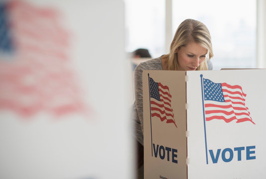 Woman voting on election day