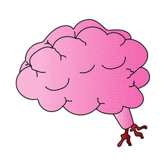 brain vector design. digital hand drawn. halftone texture