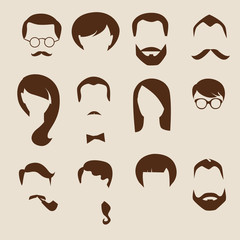 Avatars for man and woman characters big set flat style