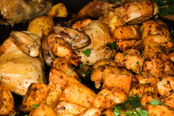 Baked potato wedges with cheese.