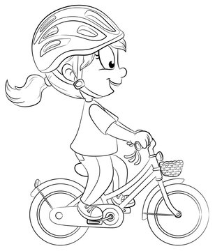 girl riding bicycle wearing helmet clip art preview