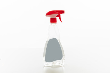 Cleaning spray bottle isolated against white background.