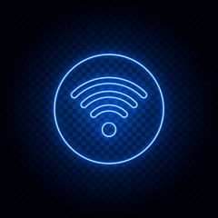 Free wifi, airport blue neon vector icon
