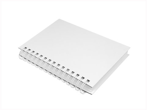 Empty white notepad with white spiral wire binding