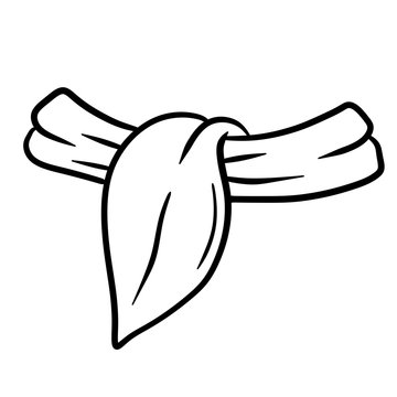 recommend clip art: Warm winter scarf. Black and white cartoon illustration. Autumn clothes for the neck. Fashionable neckerchief