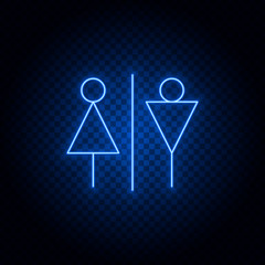 Restroom, airport, sign blue neon vector icon