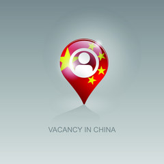 3d image of a geolocation symbol on a gray background. Job search and vacancies in China. Design for banners, posters, web sites, advertising. Vector illustration, isolated object.