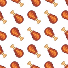 pattern seamless of chicken in style flat, line, modern design. - vector illustration
