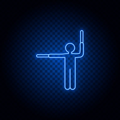 Employee, man, airport blue neon vector icon