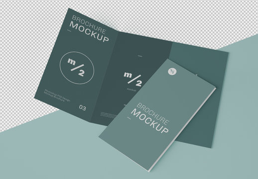 Open and Close Trifold Brochure Mockup