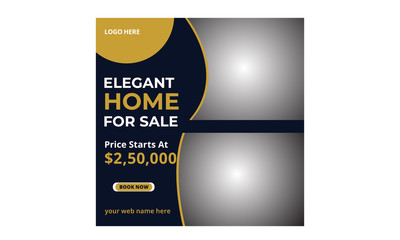 Real estate sale social media banner or square flyer template