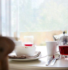 Morning breakfast served on a table