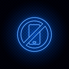 Phone forbidden, airport blue neon vector icon