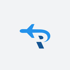 letter p airplane vector logo