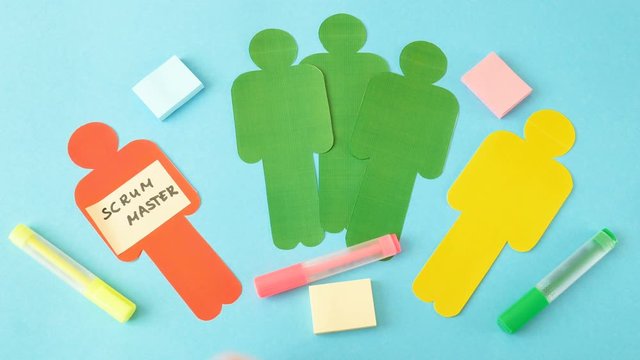 software scrum agile board with paper task, agile software development methodologies concept