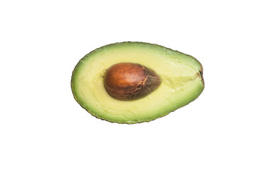 Avocado cut-out white background half open