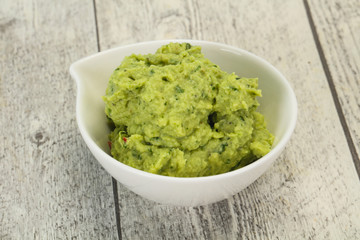 Avocado guacamole sauce with chili pepper