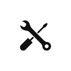 Wrench and screwdriver icon flat vector design. Repair symbol.