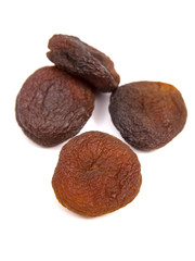 dried apricots on white background
