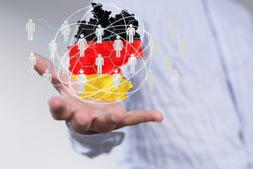 map of Germany. Wire frame 3D mesh