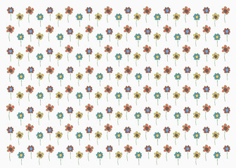 Drawing multi colored flowers on white background