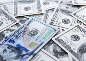 Close up perspective view of banknotes as background. Money and finance. Money and saving concept. Success, wealth and poverty, poorness concept. Business Growth concept