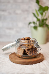 Homemade oatmeal cookies with banana and chocolate chips