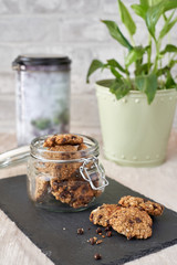 Homemade oatmeal cookies with banana and chocolate chips
