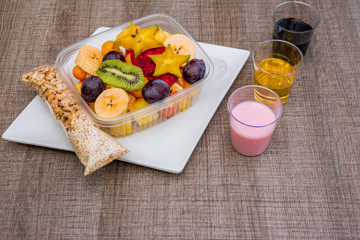 Fresh fruit salad on white plate