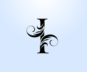 Luxury letter I Crest logo. Vintage classic drawn emblem for book design, weeding card, brand name, business card, Restaurant, Boutique, Hotel.