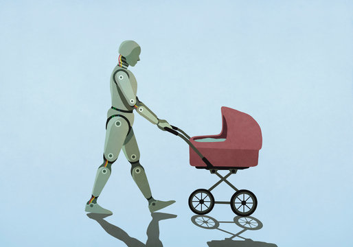 Robot walking baby carriage