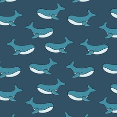 seamless pattern with sea animals or whales