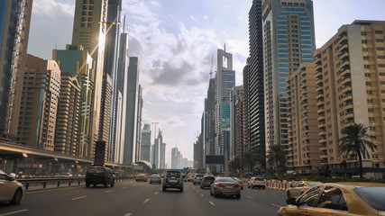 Drive along Sheikh Zayed Road in Dubai.