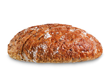 Wholegrain rye bread on a white isolated background