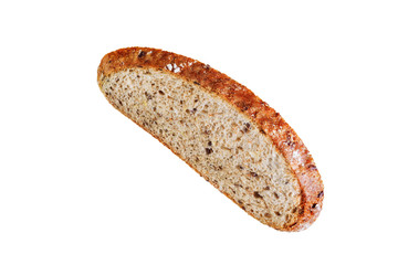Wholegrain rye bread on a white isolated background