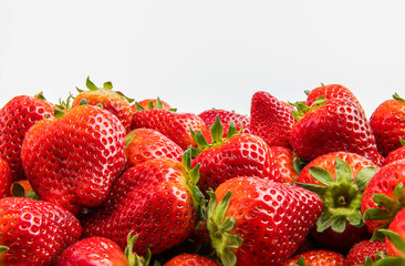 Fresh strawberries with copy space isolated on white background