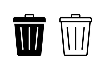 Trash bin. Vector isolated icons. Black vector trash dusbin sign icon isolated elements.