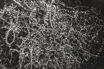 Pile of metal shavings, turning waste texture background