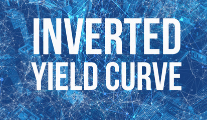 Inverted Yield Curve theme with abstract network patterns and skyscrapers