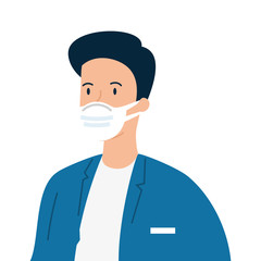 doctor male using face mask isolated icon vector illustration design