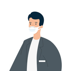doctor male using face mask isolated icon vector illustration design