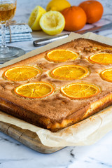  Citrus cake decorated with sliced orange