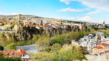 TBILISI, GEORGIA  APRIL 19, 2020:  Beautiful aerial view of the old part of city   in Tbilisi, Georgia © Victoria Key