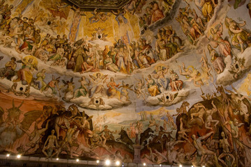 Obraz premium Sklepienie Katedry Santa Maria del Fiore - Florencja, Toskania, Wlochy