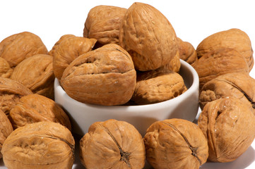 walnuts on white background