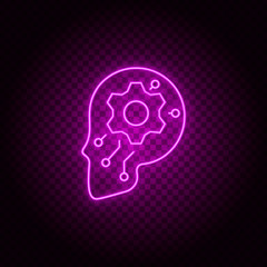 Cyborg, skull, mechanism, vector, neon icon illustration isolated sign symbol- Neon vector icon